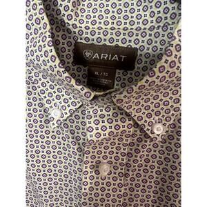 Ariat Men's Short Sleeve Blue White Print Button Up Shirt - Size XL